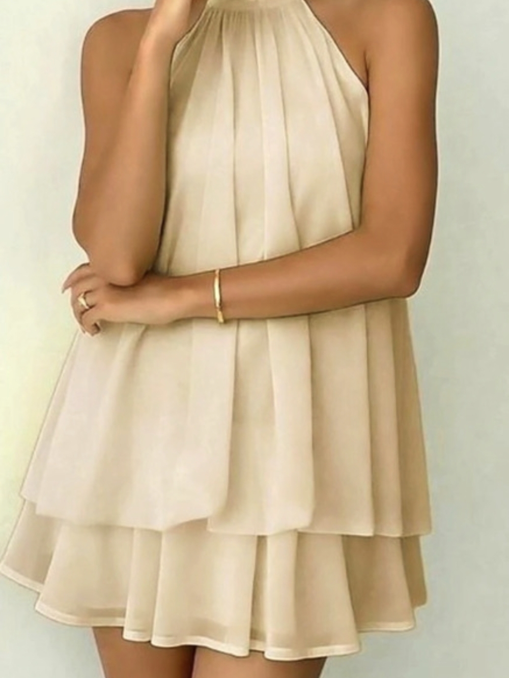 Halter Mini Dress in Cream